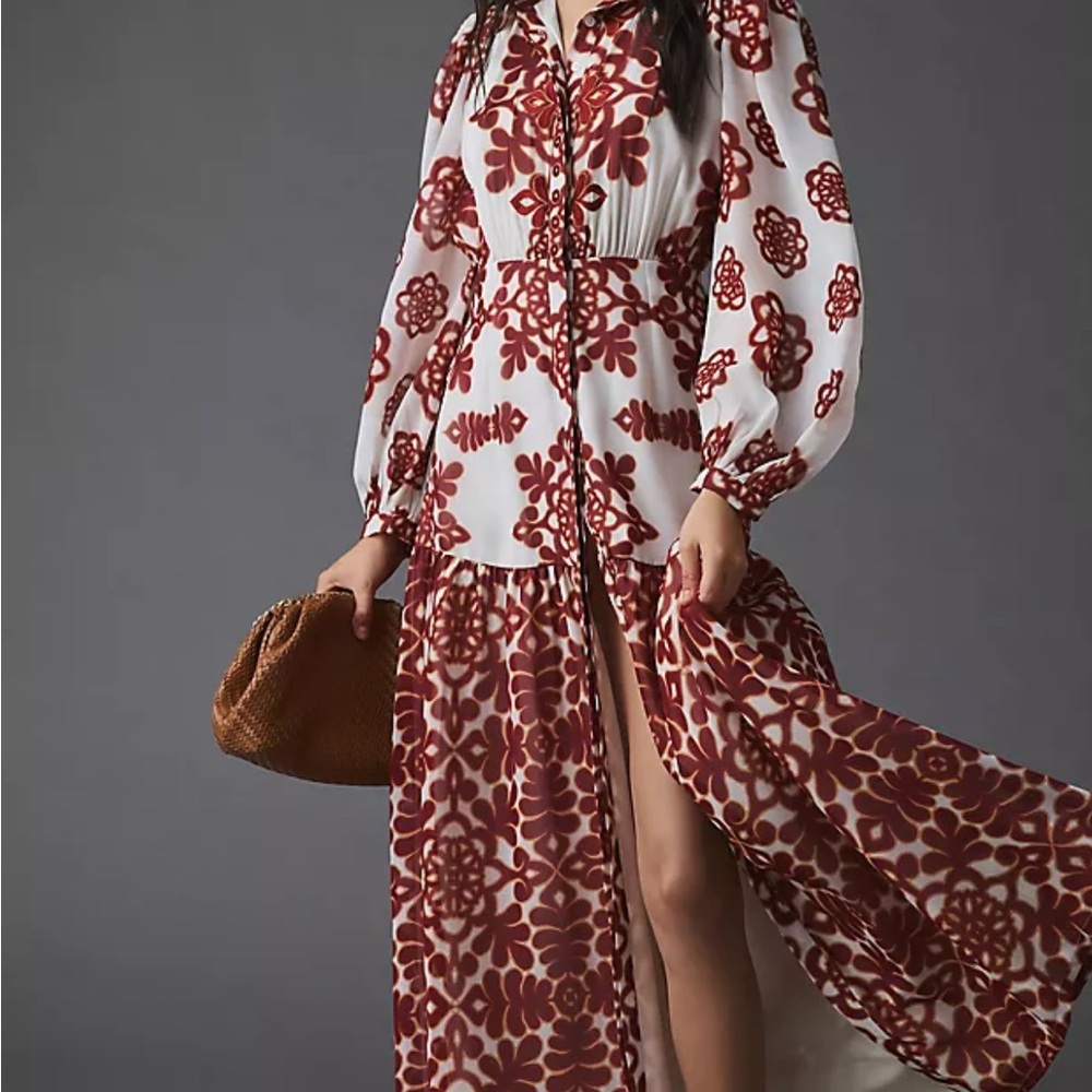 Floral Red and White Maxi Dress